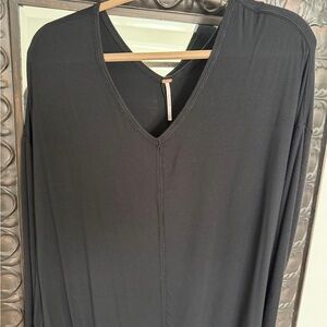 Free People Black V-Neck Top